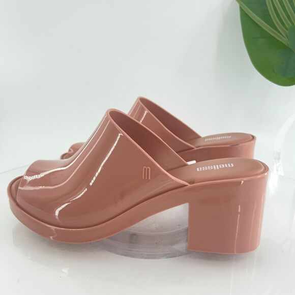 Melissa Women's Mule II Sandal Size 9 Mule Slide Nude Jelly PVC Block Heel Shoe - Picture 6 of 13